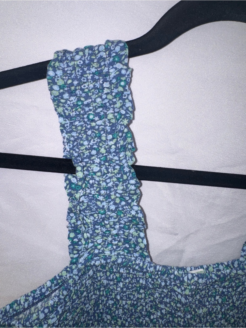 aerie Teal Floral Smocked Midi Dress - Picture 5 of 7